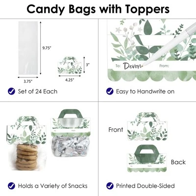 Big Dot Of Happiness Boho Botanical - DIY Greenery Party Clear Goodie Favor Bag Labels - Candy Bags With Toppers - Set Of 24 4 Big Dot Of Happiness Boho Botanical - DIY Greenery Party Clear Goodie Favor Bag Labels - Candy Bags With Toppers - Set Of 24 - Image 2