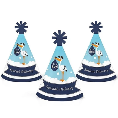 Big Dot Of Happiness Boy Special Delivery - Mini Cone Blue It's A Boy Stork Baby Shower Hats - Small Little Party Hats - Set Of 8 7 Big Dot Of Happiness Boy Special Delivery - Mini Cone Blue It's A Boy Stork Baby Shower Hats - Small Little Party Hats - Set Of 8 - Image 5