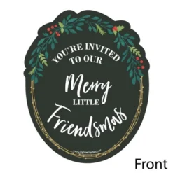 Big Dot Of Happiness Rustic Merry Friendsmas - Shaped Fill-in Invitations - Friends Christmas Party Invitation Cards With Envelopes - Set Of 12
