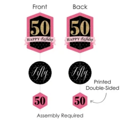 Big Dot Of Happiness Chic 50th Birthday - Pink, Black And Gold - Birthday Party DIY Dangler Backdrop - Hanging Vertical Decorations - 30 Pieces -Party Planers Store GUEST 030cd50f 26a1 49b3 b40b d5ecf30d4cfe