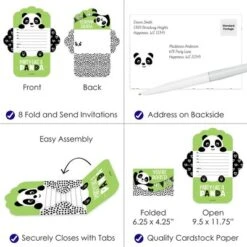 Big Dot Of Happiness Party Like A Panda Bear - Fill-In Cards - Baby Shower Or Birthday Party Fold And Send Invitations - Set Of 8 -Party Planers Store GUEST 035c33d1 f21b 45e3 9725 a5a3825695e5