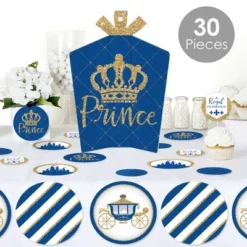 Big Dot Of Happiness Royal Prince Charming - Baby Shower Or Birthday Party Decor And Confetti - Terrific Table Centerpiece Kit - Set Of 30