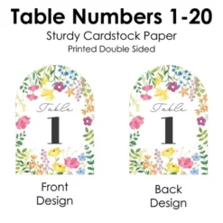 Big Dot Of Happiness Wildflowers Bride - Boho Floral Bridal Shower And Wedding Party Double-Sided 5 X 7 Inches Cards - Table Numbers - 1-20 -Party Planers Store GUEST 08850191 5467 4ca9 a794 7529b02e180f