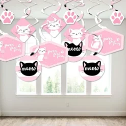 Big Dot Of Happiness Purr-fect Kitty Cat - Kitten Meow Baby Shower Or Birthday Party Hanging Decor - Party Decoration Swirls - Set Of 40 -Party Planers Store GUEST 08bffdb6 f486 4fcb bf8c 062674484142