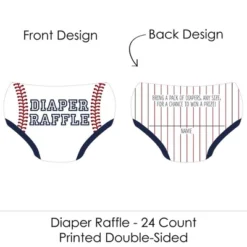 Big Dot Of Happiness Batter Up - Baseball - Diaper Shaped Raffle Ticket Inserts - Baby Shower Activities - Diaper Raffle Game - Set Of 24