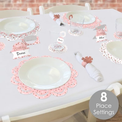 Big Dot Of Happiness Pink Rose Gold Birthday - Happy Birthday Party Paper Charger And Table Decorations - Chargerific Kit - Place Setting For 8 3 Big Dot Of Happiness Pink Rose Gold Birthday - Happy Birthday Party Paper Charger And Table Decorations - Chargerific Kit - Place Setting For 8