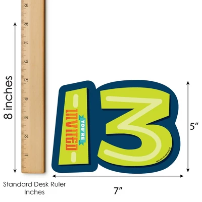 Big Dot Of Happiness Boy 13th Birthday - Shaped Fill-In Invitations - Official Teenager Birthday Party Invitation Cards With Envelopes - Set Of 12 6 Big Dot Of Happiness Boy 13th Birthday - Shaped Fill-In Invitations - Official Teenager Birthday Party Invitation Cards With Envelopes - Set Of 12 - Image 4