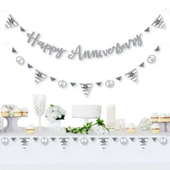 Big Dot Of Happiness We Still Do - 25th Wedding Anniversary - Party Letter Banner Decoration - 36 Banner Cutouts And Happy Anniversary Banner Letters