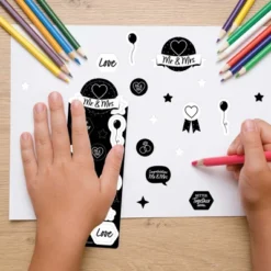 Big Dot Of Happiness Mr. And Mrs. - Black And White Wedding Or Bridal Shower Favor Kids Stickers - 16 Sheets - 256 Stickers -Party Planers Store GUEST 0d984e34 e520 4f8b 81e2 ab46d39fef4e