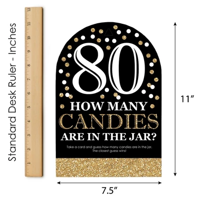 Big Dot Of Happiness Adult 80th Birthday - Gold - How Many Candies Birthday Party Game - 1 Stand And 40 Cards - Candy Guessing Game 7 Big Dot Of Happiness Adult 80th Birthday - Gold - How Many Candies Birthday Party Game - 1 Stand And 40 Cards - Candy Guessing Game - Image 5