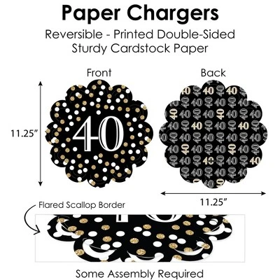 Big Dot Of Happiness Adult 40th Birthday - Gold - Birthday Party Paper Charger & Table Decorations Chargerific Kit For 8 5 Big Dot Of Happiness Adult 40th Birthday - Gold - Birthday Party Paper Charger & Table Decorations Chargerific Kit For 8 - Image 3