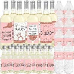 Big Dot Of Happiness Bride Squad - Rose Gold Bridal Shower Or Bachelorette Party Decorations - Beverage Bar Kit - 34 Pieces