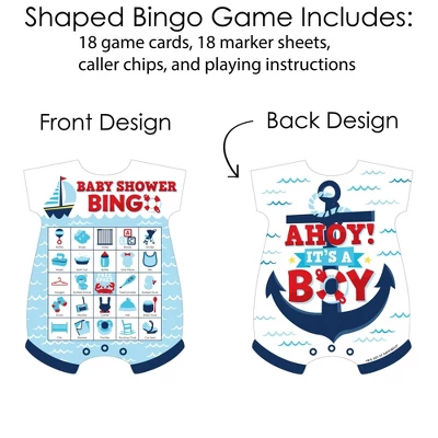 Big Dot Of Happiness Ahoy It's A Boy - Picture Bingo Cards And Markers - Nautical Baby Shower Shaped Bingo Game - Set Of 18 4 Big Dot Of Happiness Ahoy It's A Boy - Picture Bingo Cards And Markers - Nautical Baby Shower Shaped Bingo Game - Set Of 18 - Image 2