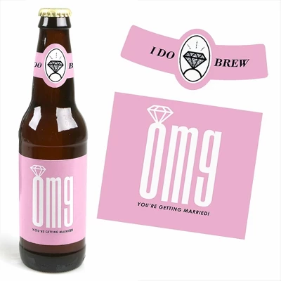 Big Dot Of Happiness Omg, You're Getting Married - Engagement Party Decorations For Women - 6 Beer Bottle Label Stickers And 1 Carrier 5 Big Dot Of Happiness Omg, You're Getting Married - Engagement Party Decorations For Women - 6 Beer Bottle Label Stickers And 1 Carrier - Image 3