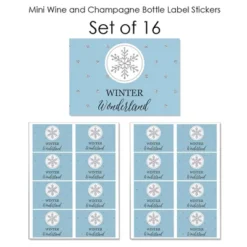 Big Dot Of Happiness Winter Wonderland - Mini Wine And Champagne Bottle Label Stickers - Snowflake Party & Winter Wedding Party Favor Gift - Set Of 16 -Party Planers Store GUEST 11a5e87a 7a94 409d b9fa cdadd43aff16