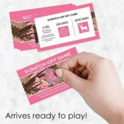 Big Dot Of Happiness Pink Gone Hunting - Deer Hunting Girl Camo Baby Shower Or Birthday Party Game Scratch Off Cards - 22 Count