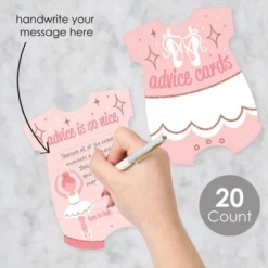 Big Dot Of Happiness Tutu Cute Ballerina - Baby Bodysuit Wish Card Ballet Baby Shower Activities - Shaped Advice Cards Game - Set Of 20
