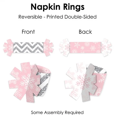 Big Dot Of Happiness Pink Winter Wonderland - Holiday Snowflake Birthday Party And Baby Shower Paper Napkin Holder - Napkin Rings - Set Of 24 7 Big Dot Of Happiness Pink Winter Wonderland - Holiday Snowflake Birthday Party And Baby Shower Paper Napkin Holder - Napkin Rings - Set Of 24 - Image 5