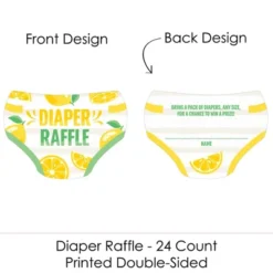 Big Dot Of Happiness So Fresh - Lemon - Diaper Shaped Raffle Ticket Inserts - Citrus Lemonade Baby Shower Activities - Diaper Raffle Game - Set Of 24