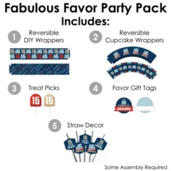 Big Dot Of Happiness Boy 16th Birthday - Sweet Sixteen Birthday Party Favors And Cupcake Kit - Fabulous Favor Party Pack - 100 Pieces