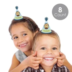 Big Dot Of Happiness Baby Boy Teddy Bear - Mini Cone Baby Shower Party Hats - Small Little Party Hats - Set Of 8