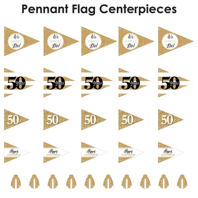 Big Dot Of Happiness We Still Do - 50th Wedding Anniversary - Triangle Anniversary Party Photo Props - Pennant Flag Centerpieces - Set Of 20 6 Big Dot Of Happiness We Still Do - 50th Wedding Anniversary - Triangle Anniversary Party Photo Props - Pennant Flag Centerpieces - Set Of 20 - Image 4