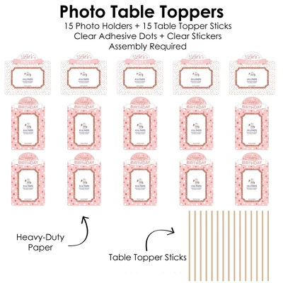Big Dot Of Happiness Pink Rose Gold Birthday - Happy Birthday Party Picture Centerpiece Sticks - Photo Table Toppers - 15 Pieces 5 Big Dot Of Happiness Pink Rose Gold Birthday - Happy Birthday Party Picture Centerpiece Sticks - Photo Table Toppers - 15 Pieces - Image 3