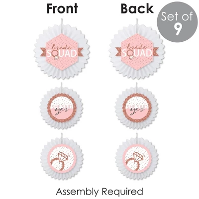Big Dot Of Happiness Bride Squad - Hanging Rose Gold Bridal Shower Or Bachelorette Party Tissue Decoration Kit - Paper Fans - Set Of 9 6 Big Dot Of Happiness Bride Squad - Hanging Rose Gold Bridal Shower Or Bachelorette Party Tissue Decoration Kit - Paper Fans - Set Of 9 - Image 4
