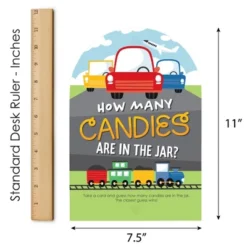 Big Dot Of Happiness Cars, Trains, And Airplanes - How Many Candies Transportation Birthday Party Game - 1 Stand And 40 Cards - Candy Guessing Game -Party Planers Store GUEST 1d9d98d6 1448 4242 b850 175fb1be77bf