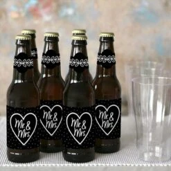 Big Dot Of Happiness Mr. And Mrs. - Black And White Wedding Or Bridal Shower Decorations For Women & Men - 6 Beer Bottle Label Stickers & 1 Carrier -Party Planers Store GUEST 1df30a54 8716 4e65 b0cc 45b2738f2a8c