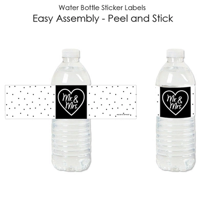 Big Dot Of Happiness Mr. And Mrs. - Black And White Wedding Or Bridal Shower Water Bottle Sticker Labels - Set Of 20 3 Big Dot Of Happiness Mr. And Mrs. - Black And White Wedding Or Bridal Shower Water Bottle Sticker Labels - Set Of 20