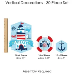 Big Dot Of Happiness Ahoy It's A Boy - Nautical Baby Shower DIY Dangler Backdrop - Hanging Vertical Decorations - 30 Pieces -Party Planers Store GUEST 1e7b7aff 26a4 42c5 89fb 2d2985253ede