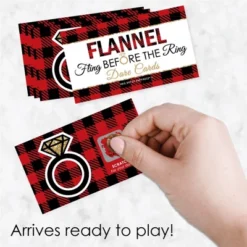 Big Dot Of Happiness Flannel Fling Before The Ring - Buffalo Plaid Bachelorette Party Game Scratch Off Dare Cards - 22 Count