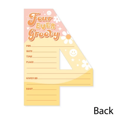 Big Dot Of Happiness Four-Ever Groovy - Shaped Fill-In Invitations - Boho Hippie Fourth Birthday Party Invitation Cards With Envelopes - Set Of 12 5 Big Dot Of Happiness Four-Ever Groovy - Shaped Fill-In Invitations - Boho Hippie Fourth Birthday Party Invitation Cards With Envelopes - Set Of 12 - Image 3