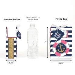 Big Dot Of Happiness Last Sail Before The Veil - Nautical Bridal Shower And Bachelorette Party Favor Boxes - Set Of 12