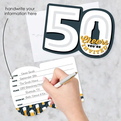 Big Dot Of Happiness Cheers And Beers To 50 Years - Shaped Fill-In Invitations - 50th Birthday Party Invitation Cards With Envelopes - Set Of 12 3 Big Dot Of Happiness Cheers And Beers To 50 Years - Shaped Fill-In Invitations - 50th Birthday Party Invitation Cards With Envelopes - Set Of 12