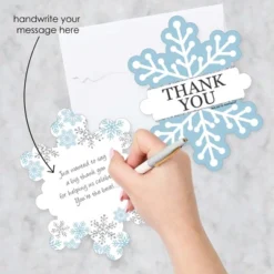 Big Dot Of Happiness Winter Wonderland - Shaped Thank You Cards - Snowflake Holiday Party & Winter Wedding Thank You Cards With Envelopes - Set Of 12