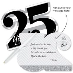 Big Dot Of Happiness We Still Do - 25th Wedding Anniversary - Shaped Thank You Cards - Anniversary Party Thank You Cards With Envelopes - Set Of 12