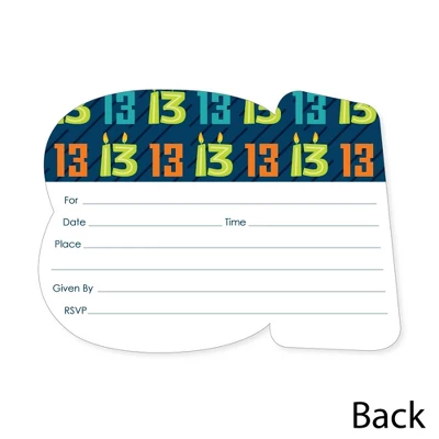Big Dot Of Happiness Boy 13th Birthday - Shaped Fill-In Invitations - Official Teenager Birthday Party Invitation Cards With Envelopes - Set Of 12 5 Big Dot Of Happiness Boy 13th Birthday - Shaped Fill-In Invitations - Official Teenager Birthday Party Invitation Cards With Envelopes - Set Of 12 - Image 3