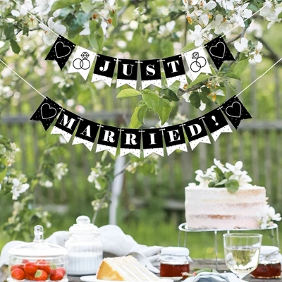 Big Dot Of Happiness Mr. And Mrs. - Black And White Wedding Or Bridal Shower Mini Pennant Banner - Just Married 7 Big Dot Of Happiness Mr. And Mrs. - Black And White Wedding Or Bridal Shower Mini Pennant Banner - Just Married - Image 5