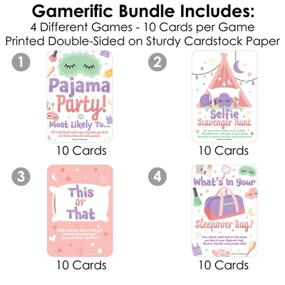 Big Dot Of Happiness Pajama Slumber Party - 4 Girls Sleepover Birthday Party Games - 10 Cards Each - Gamerific Bundle 4 Big Dot Of Happiness Pajama Slumber Party - 4 Girls Sleepover Birthday Party Games - 10 Cards Each - Gamerific Bundle - Image 2