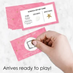 Big Dot Of Happiness Pink Twinkle Twinkle Little Star - Baby Shower Or Birthday Party Game Scratch Off Cards - 22 Count