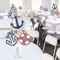 Big Dot Of Happiness Ahoy - Nautical - Baby Shower Or Birthday Party Centerpiece Sticks - Showstopper Table Toppers - 35 Pieces