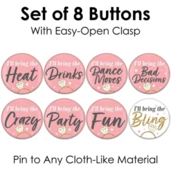 Big Dot Of Happiness I'll Bring The Bling - 3 Inch Pink And Gold Bachelorette Party Badge - Pinback Buttons - Set Of 8 11 Big Dot Of Happiness I'll Bring The Bling - 3 Inch Pink And Gold Bachelorette Party Badge - Pinback Buttons - Set Of 8 -Party Planers Store GUEST 2be32c5e f568 49d8 9b99 3e361026465f