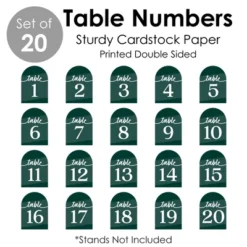Big Dot Of Happiness Emerald Elegantly Simple - Wedding Receptions, Parties Or Events Double-Sided 5 X 7 Inches Cards - Table Numbers - 1-20 -Party Planers Store GUEST 2c7231ba 24d5 4bd7 a4f9 2100226efa10