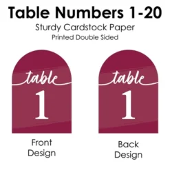 Big Dot Of Happiness Burgundy Elegantly Simple - Wedding Receptions, Parties Or Events Double-Sided 5 X 7 Inches Cards - Table Numbers - 1-20 12 Big Dot Of Happiness Burgundy Elegantly Simple - Wedding Receptions, Parties Or Events Double-Sided 5 X 7 Inches Cards - Table Numbers - 1-20 -Party Planers Store GUEST 2e9d09aa 4e73 4498 a6de 25e7155fbd36
