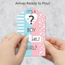 Big Dot Of Happiness Girl Baby Gender Reveal - Party Game Pickle Cards - Team Boy Or Girl Pull Tabs - Set Of 12