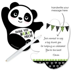 Big Dot Of Happiness Party Like A Panda Bear - Shaped Thank You Cards - Baby Shower Or Birthday Party Thank You Note Cards With Envelopes - Set Of 12