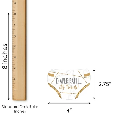 Big Dot Of Happiness It’s Twins - Diaper Shaped Raffle Ticket Inserts - Gold Twins Baby Shower Activities - Diaper Raffle Game - Set Of 24 4 Big Dot Of Happiness It’s Twins - Diaper Shaped Raffle Ticket Inserts - Gold Twins Baby Shower Activities - Diaper Raffle Game - Set Of 24 - Image 2