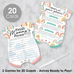 Big Dot Of Happiness Hello Rainbow - 2-in-1 Boho Baby Shower Cards - Activity Duo Games - Set Of 20